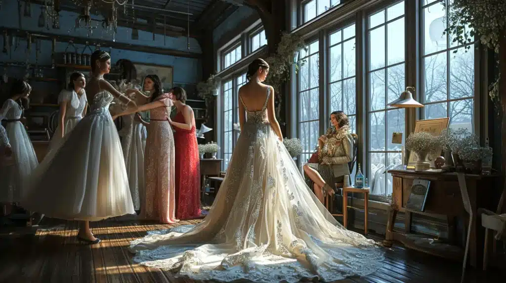 Choix robe mariage abordable, mots clés : robe mariée, prix bas.