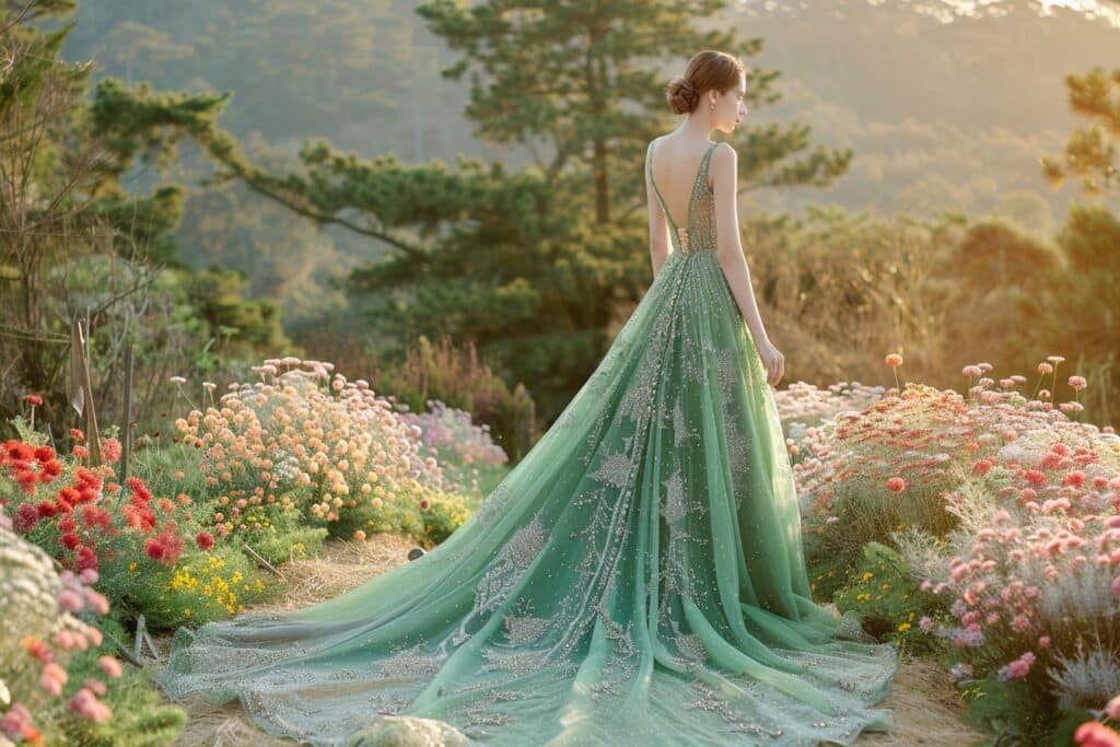 Robe verte pour un mariage : brisant les superstitions avec élégance
