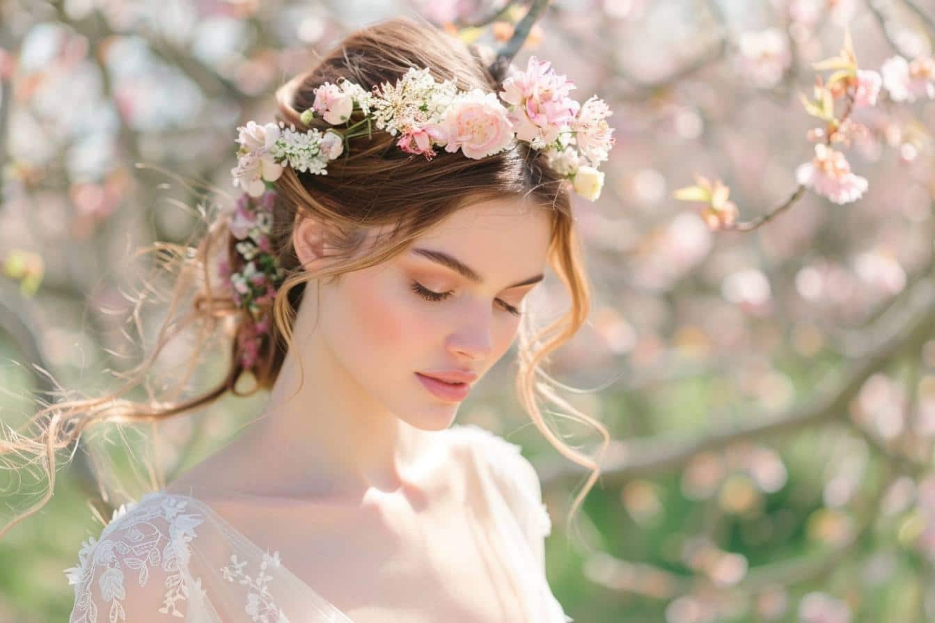 sublimez votre style avec une mariée couronne de fleurs élégante et naturelle