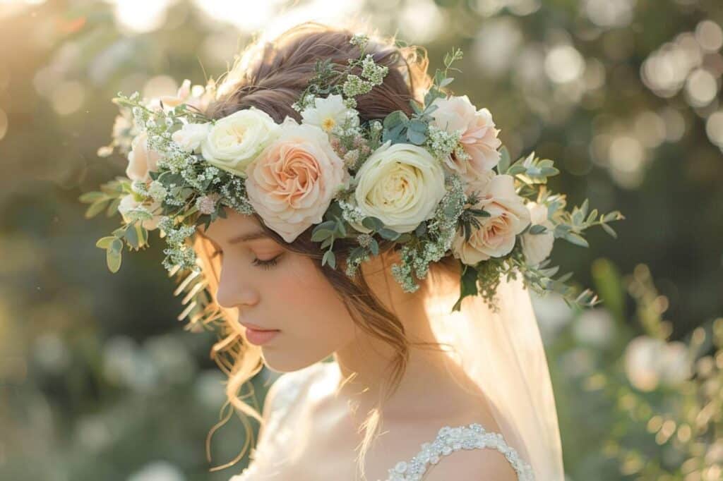 Lot De 2 Couronnes De Fleurs Blanches Pour Enfants – Accessoires Cheveux Mariage, Communion, Anniversaire – Perles Et Rubans Ajustables, Fait Main, élégant Et Confortable.