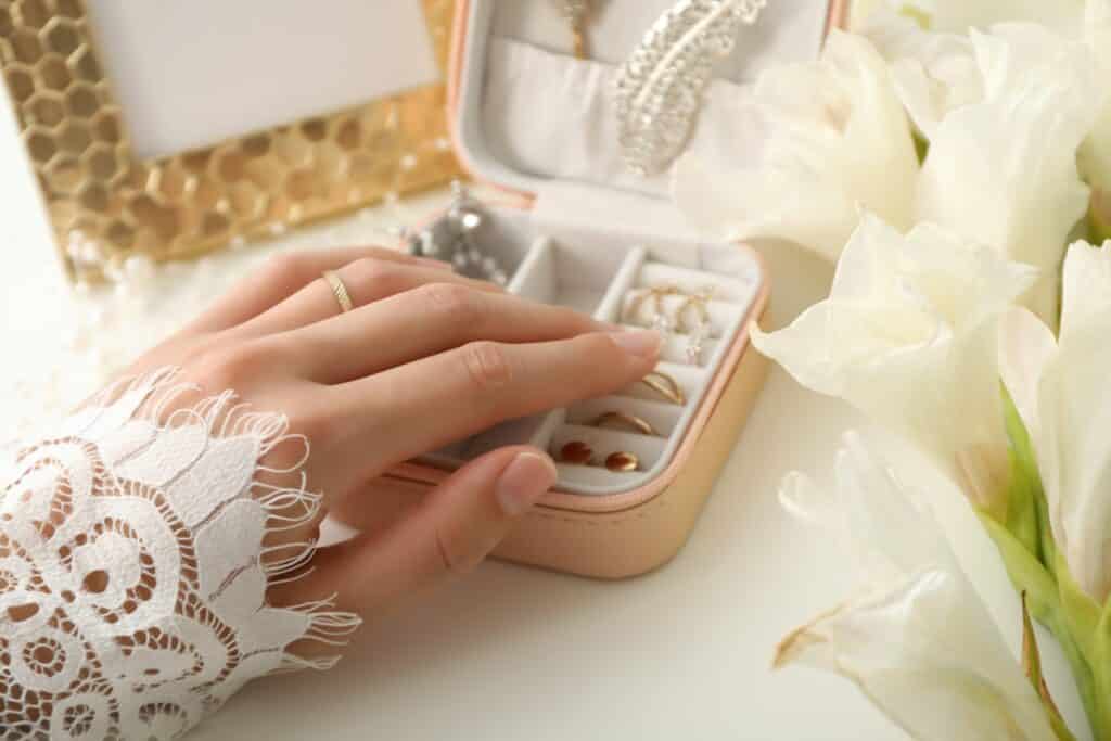 wedding jewelry for the bride, on the wedding day.