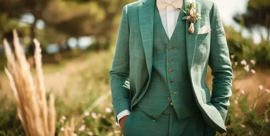 costume vert mariage sur mesure