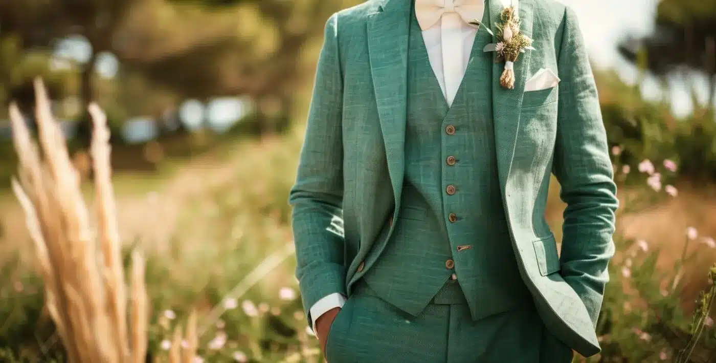 costume vert mariage sur mesure