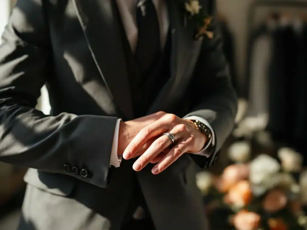 Photo chevaliere-argent-homme-mariage