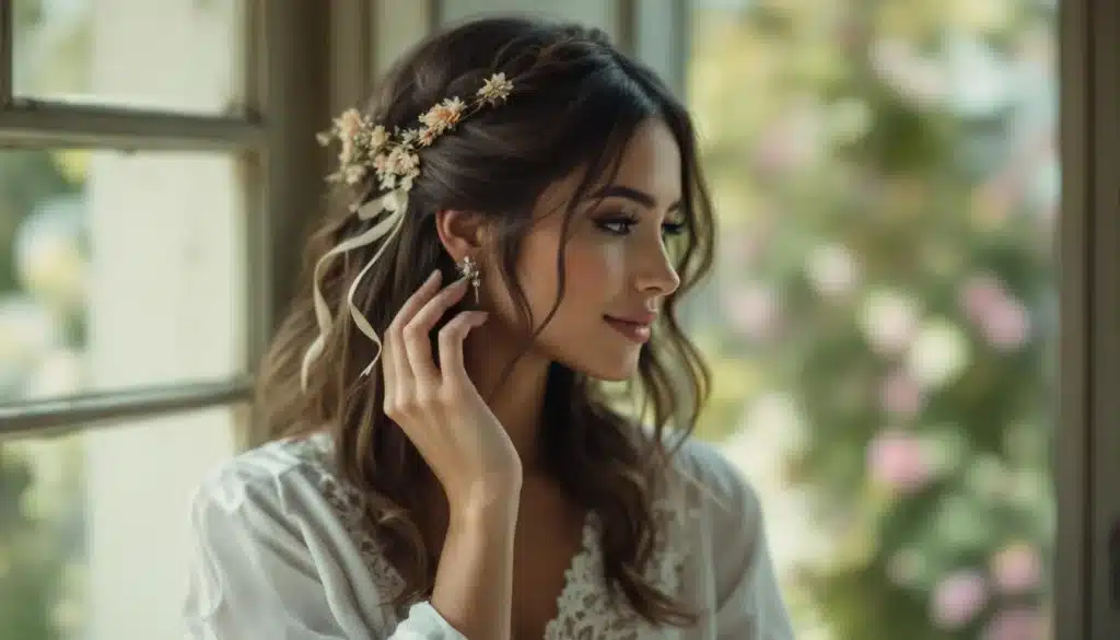 Photo coiffure-demi-queue-boheme-mariage